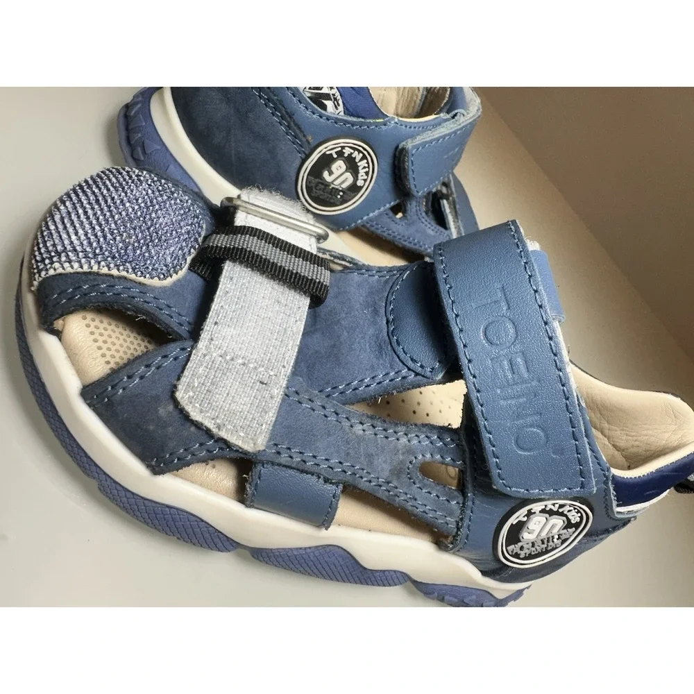 Tofino TFN Kids Blue Leather Fisherman Comfort Sandals Size EU 27 Hook Loop